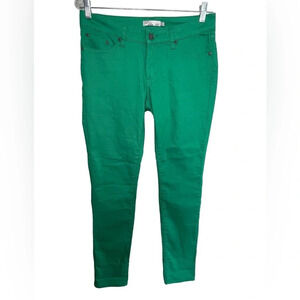 Prana Jeans Women Size 8/29 Green Denim Tapered Low Rise Stretch Hike Outdoor